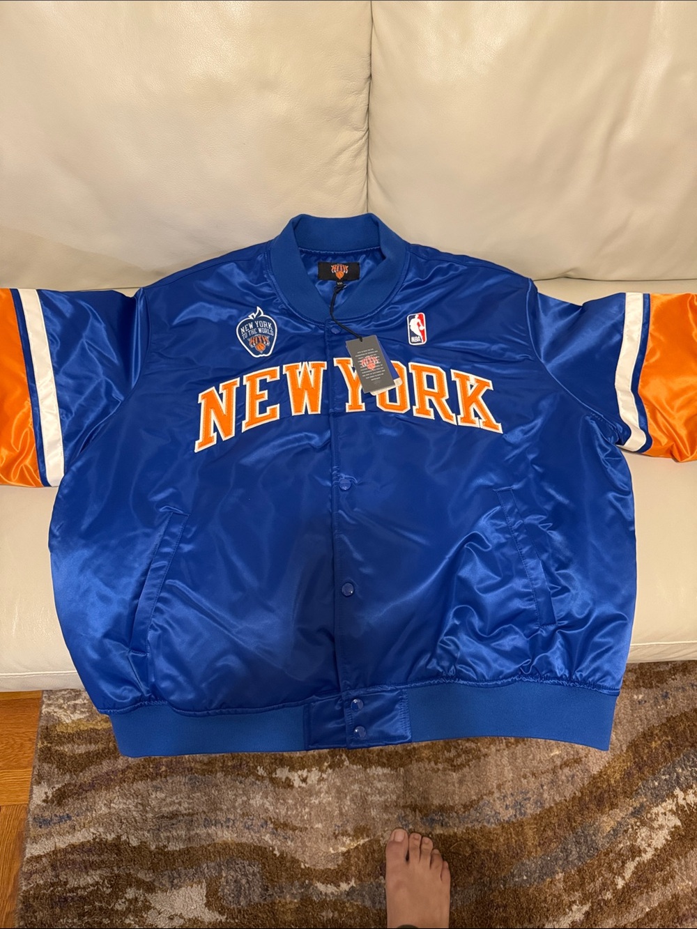 Kith New York Knicks Royal Blue & Orange Satin Windbreaker